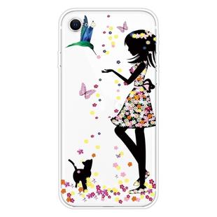 For iPhone SE 2022 / SE 2020 Shockproof Painted Transparent TPU Protective Case(Girl)