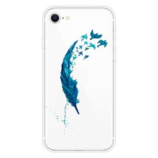 For iPhone SE 2022 / SE 2020 Shockproof Painted Transparent TPU Protective Case(Feather)