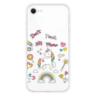 For iPhone SE 2022 / SE 2020 Shockproof Painted Transparent TPU Protective Case(Unicorn)
