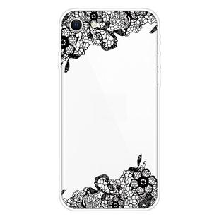 For iPhone SE 2022 / SE 2020 Shockproof Painted Transparent TPU Protective Case(Lace Flower)