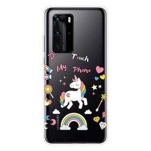 For Huawei P40 Shockproof Painted Transparent TPU Protective Case(Unicorn)