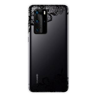 For Huawei P40 Shockproof Painted Transparent TPU Protective Case(Lace Flower)
