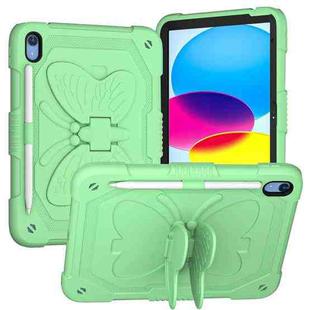 For iPad 10th Gen 10.9 2022 Butterfly Kickstand Heavy Duty Hard Rugged Tablet Case(Fresh Green)