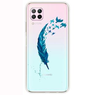 For Huawei P40 Lite Shockproof Painted Transparent TPU Protective Case(Feather)