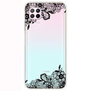 For Huawei P40 Lite Shockproof Painted Transparent TPU Protective Case(Lace Flower)