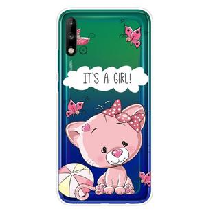 For Huawei P40 Lite E Shockproof Painted Transparent TPU Protective Case(Cute Cat)