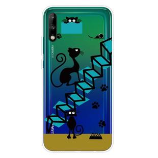 For Huawei P40 Lite E Shockproof Painted Transparent TPU Protective Case(Cat)
