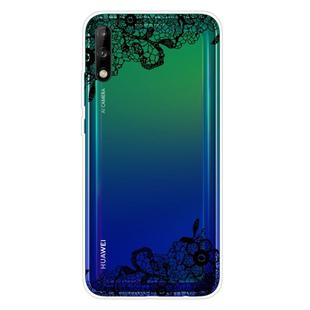 For Huawei Enjoy 10 Shockproof Painted Transparent TPU Protective Case(Lace Flower)