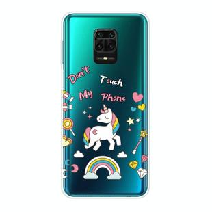 For Xiaomi Redmi Note 9S Shockproof Painted Transparent TPU Protective Case(Unicorn)