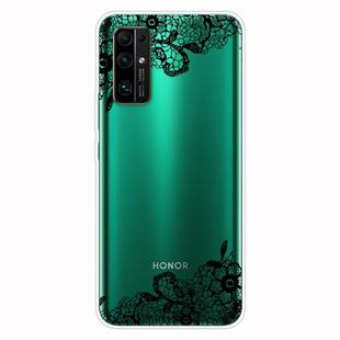 For Huawei Honor 30S Shockproof Painted Transparent TPU Protective Case(Lace Flower)