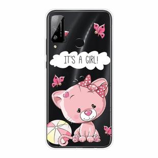 For Huawei Honor Play 4T Shockproof Painted Transparent TPU Protective Case(Cute Cat)
