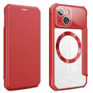 For iPhone 14 CD Texture Magsafe Flip Leather Phone Case(Red)