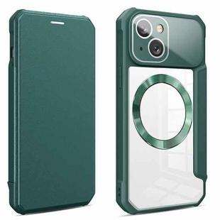 For iPhone 14 CD Texture Magsafe Flip Leather Phone Case(Green)