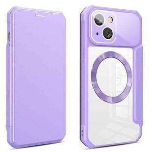 For iPhone 14 CD Texture Magsafe Flip Leather Phone Case(Purple)