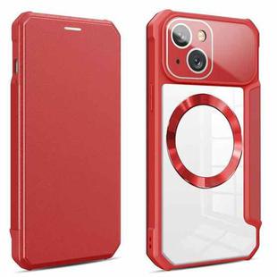 For iPhone 14 Plus CD Texture Magsafe Flip Leather Phone Case(Red)
