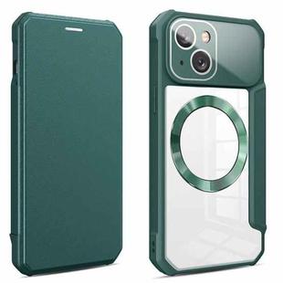 For iPhone 14 Plus CD Texture Magsafe Flip Leather Phone Case(Green)