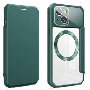 For iPhone 12 Pro Max CD Texture Magsafe Flip Leather Phone Case(Green)