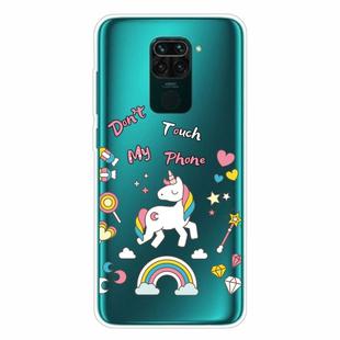 For Xiaomi Redmi Note 9 Shockproof Painted Transparent TPU Protective Case(Unicorn)