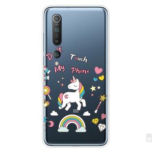 For Xiaomi Mi 10 5G Shockproof Painted Transparent TPU Protective Case(Unicorn)