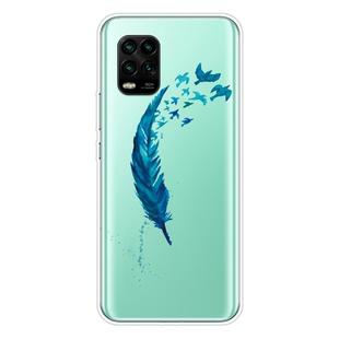 For Xiaomi Mi 10 Lite 5G Shockproof Painted Transparent TPU Protective Case(Feather)
