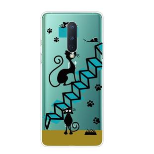 For OnePlus 8 Shockproof Painted Transparent TPU Protective Case(Cat)