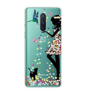 For OnePlus 8 Pro Shockproof Painted Transparent TPU Protective Case(Girl)