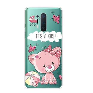 For OnePlus 8 Pro Shockproof Painted Transparent TPU Protective Case(Cute Cat)