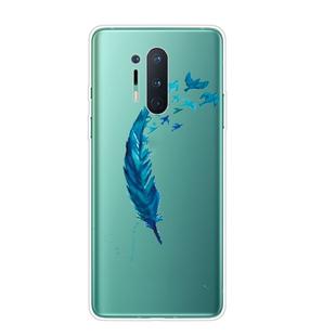 For OnePlus 8 Pro Shockproof Painted Transparent TPU Protective Case(Feather)