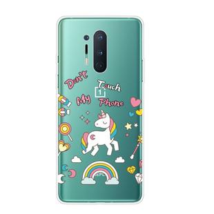 For OnePlus 8 Pro Shockproof Painted Transparent TPU Protective Case(Unicorn)