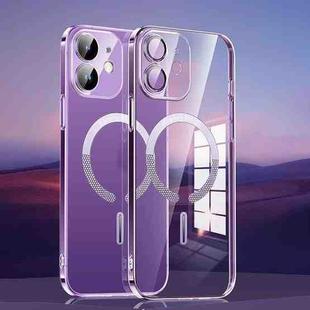 For iPhone 14 Plus Magsafe Ultra-thin PC Phone Case with Lens Film(Transparent Purple)