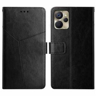 For Realme 9i 5G HT01 Y-shaped Pattern Flip Leather Phone Case(Black)