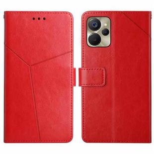 For Realme 9i 5G HT01 Y-shaped Pattern Flip Leather Phone Case(Red)