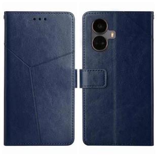 For Realme 10 Pro+ HT01 Y-shaped Pattern Flip Leather Phone Case(Blue)