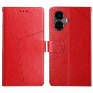 For Realme 10 Pro+ HT01 Y-shaped Pattern Flip Leather Phone Case(Red)