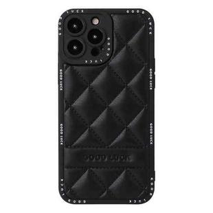 For iPhone 14 Diamond Pattern Leather Phone Case(Black)