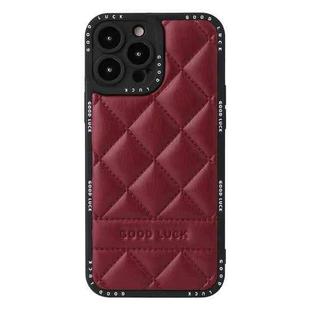 For iPhone 13 Diamond Pattern Leather Phone Case(Wine Red)