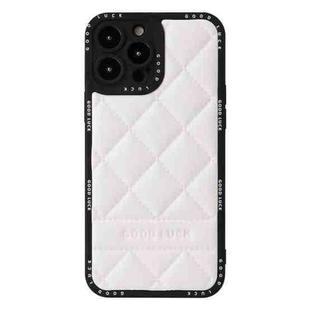 For iPhone 12 Pro Diamond Pattern Leather Phone Case(White)