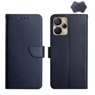 For Realme 9i 5G Genuine Leather Fingerprint-proof Flip Phone Case(Blue)