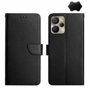 For Realme 9i 5G Genuine Leather Fingerprint-proof Flip Phone Case(Black)