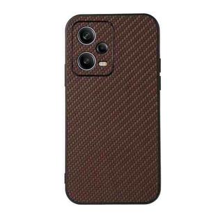 For Xiaomi Redmi Note 12 Pro 5G China Carbon Fiber Texture Shockproof Protective Phone Case(Brown)