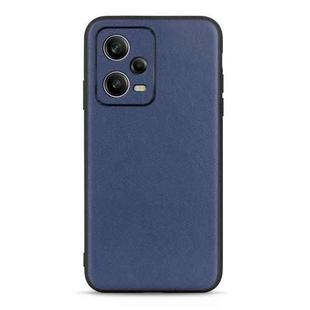 For Xiaomi Redmi Note 12 Pro 5G China Sheep Texture Genuine Leather Shockproof Phone Case(Blue)