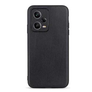 For Xiaomi Redmi Note 12 Pro 5G China Sheep Texture Genuine Leather Shockproof Phone Case(Black)