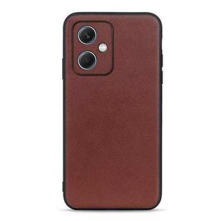 For Xiaomi Redmi Note 12 China Sheep Texture Genuine Leather Shockproof Phone Case(Brown)