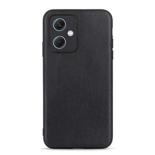For Xiaomi Redmi Note 12 China Sheep Texture Genuine Leather Shockproof Phone Case(Black)