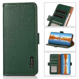 For Xiaomi Redmi Note 12 Pro 5G China KHAZNEH Side-Magnetic Litchi Genuine Leather RFID Phone Case(Green)