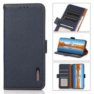 For Xiaomi Redmi Note 12 Pro 5G China KHAZNEH Side-Magnetic Litchi Genuine Leather RFID Phone Case(Blue)