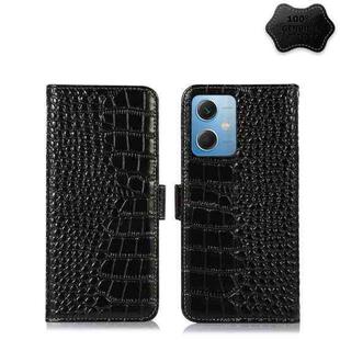 For Xiaomi Redmi Note 12 China Crocodile Top Layer Cowhide Leather Phone Case(Black)