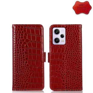 For Xiaomi Redmi Note 12 Pro 5G China Crocodile Top Layer Cowhide Leather Phone Case(Red)