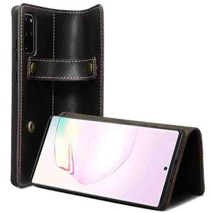 For Samsung Galaxy Note20 Denior Oil Wax Cowhide DK Magnetic Button Leather Phone Case(Black)