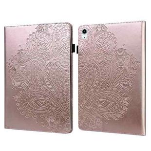 For iPad 10th Gen 10.9 2022 Peacock Embossed Pattern Leather Tablet Case(Rose Gold)